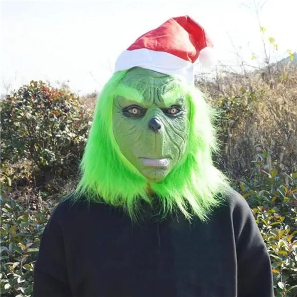 Green Monster Mask, Christmas Cute Costume Mask, Latex Role Play Mask - Picture 4 of 6